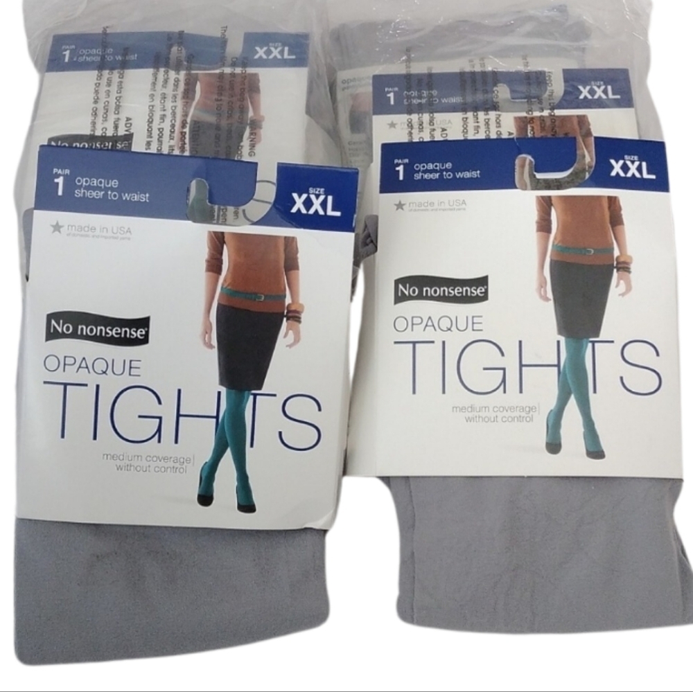 No Nonsense Opaque Sheer to Waist Tights, Light METAL Gray, XXL, 6 pairs